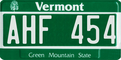 VT license plate AHF454
