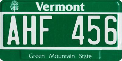 VT license plate AHF456