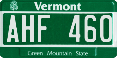 VT license plate AHF460