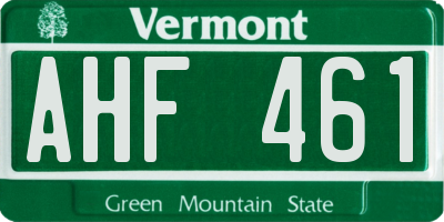 VT license plate AHF461