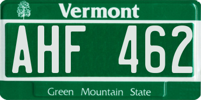 VT license plate AHF462