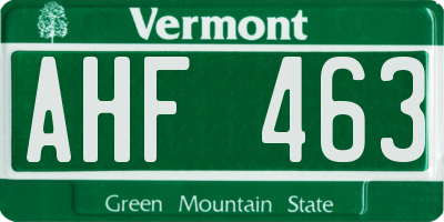 VT license plate AHF463