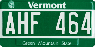 VT license plate AHF464