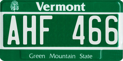 VT license plate AHF466