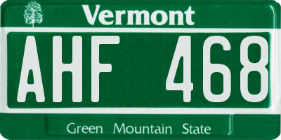 VT license plate AHF468