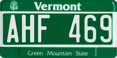 VT license plate AHF469