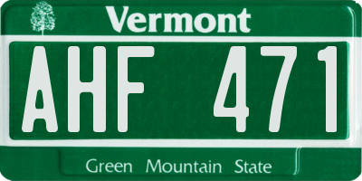 VT license plate AHF471