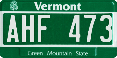 VT license plate AHF473