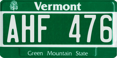 VT license plate AHF476
