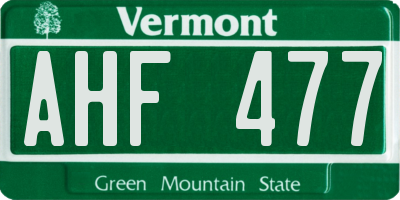 VT license plate AHF477