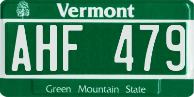 VT license plate AHF479