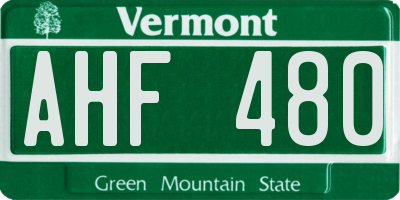 VT license plate AHF480