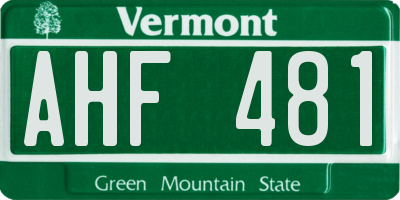 VT license plate AHF481