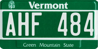VT license plate AHF484