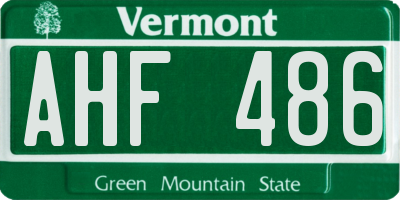 VT license plate AHF486