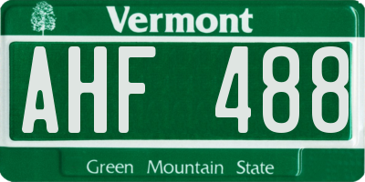 VT license plate AHF488