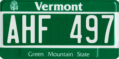 VT license plate AHF497