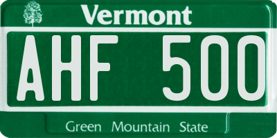 VT license plate AHF500