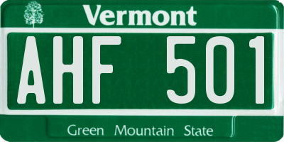 VT license plate AHF501