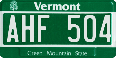 VT license plate AHF504