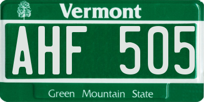 VT license plate AHF505