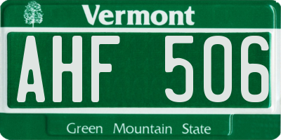 VT license plate AHF506