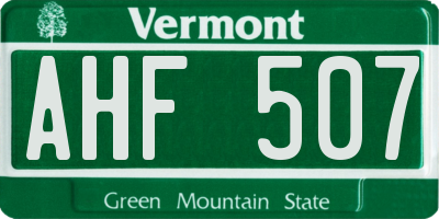VT license plate AHF507
