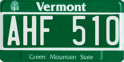 VT license plate AHF510