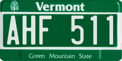 VT license plate AHF511