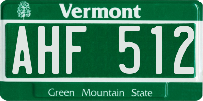 VT license plate AHF512