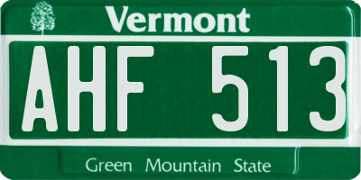 VT license plate AHF513