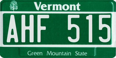 VT license plate AHF515