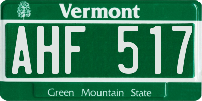 VT license plate AHF517