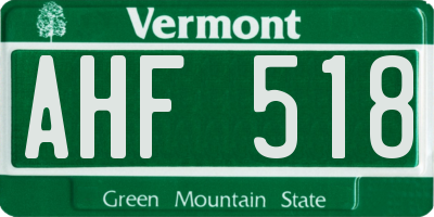 VT license plate AHF518