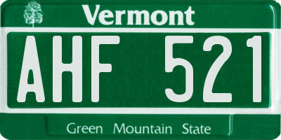 VT license plate AHF521