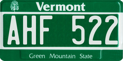 VT license plate AHF522