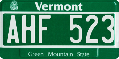 VT license plate AHF523
