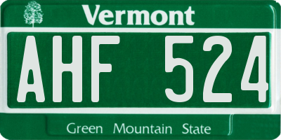 VT license plate AHF524