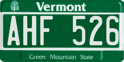 VT license plate AHF526