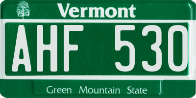 VT license plate AHF530