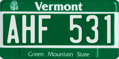 VT license plate AHF531