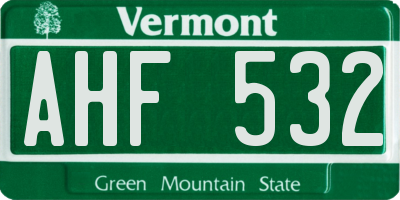 VT license plate AHF532