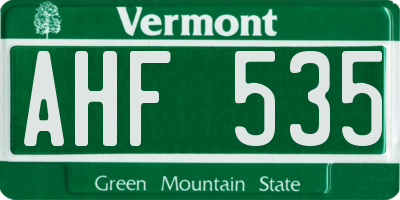 VT license plate AHF535