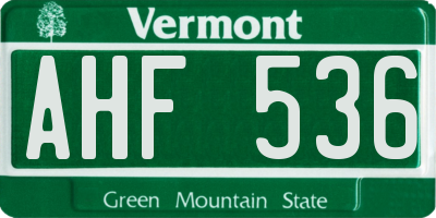 VT license plate AHF536
