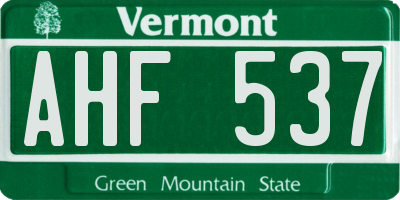 VT license plate AHF537
