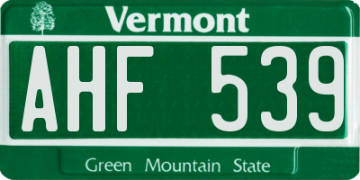 VT license plate AHF539