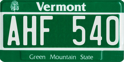 VT license plate AHF540