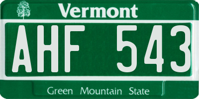 VT license plate AHF543