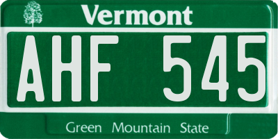 VT license plate AHF545