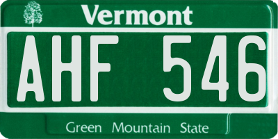 VT license plate AHF546